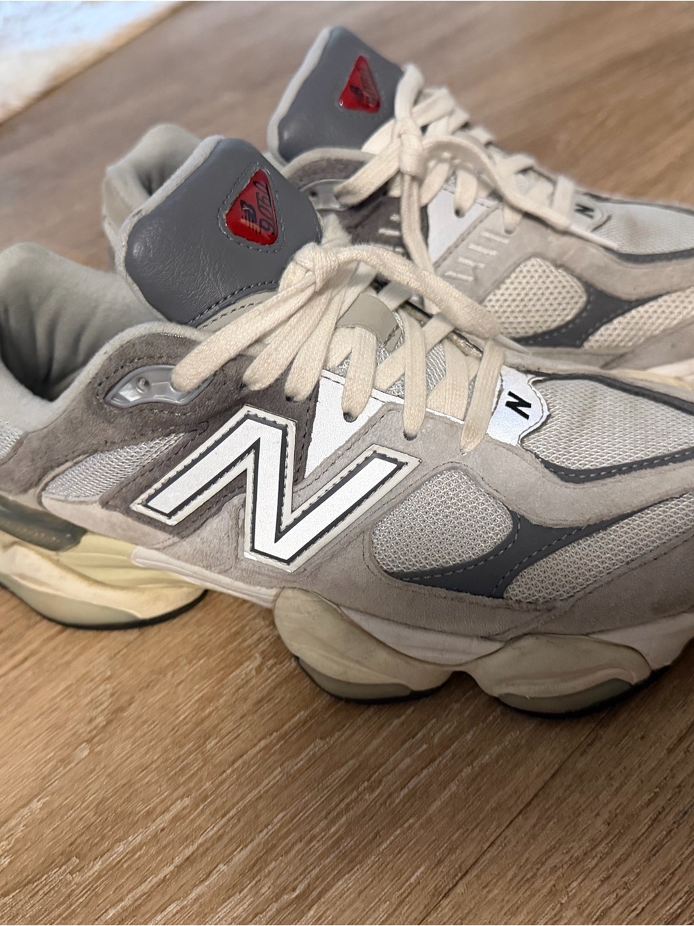 New Balance Gray and White Mesh Suede Runner